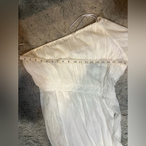 Lulus Always Loving You White Pleated One Shoulder Midi Dress Size L - Picture 7 of 9